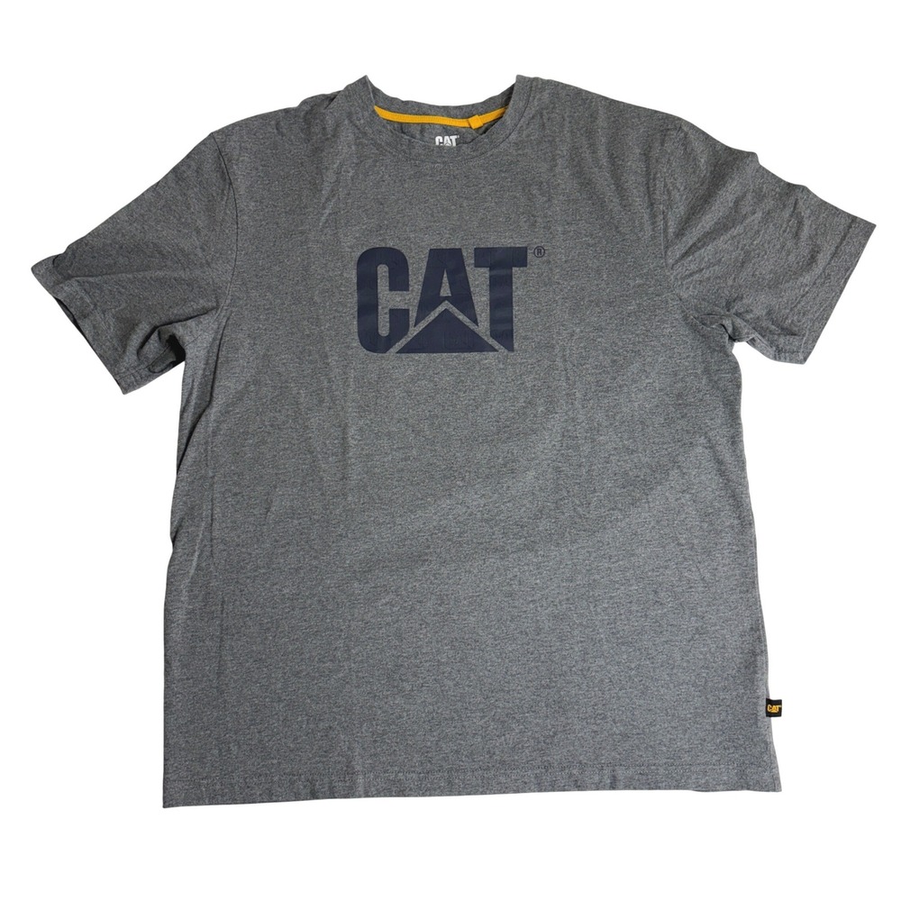 CAT Caterpillar Men's Lg Relaxed Fit T-Shirt Black Embossed Raised Logo Workwear